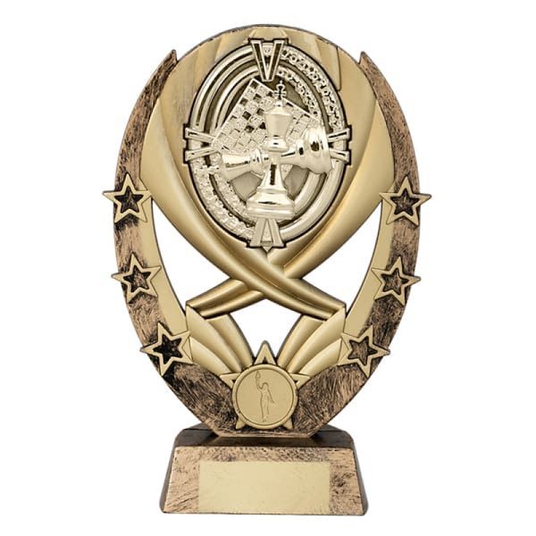 Статуэтка Шахматы, литая, античное золото, 21,5 см